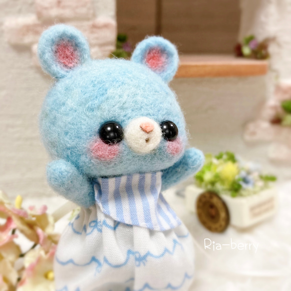 水色ねずみのレニーちゃん 羊毛フェルト Ria-berry 通販 17035159