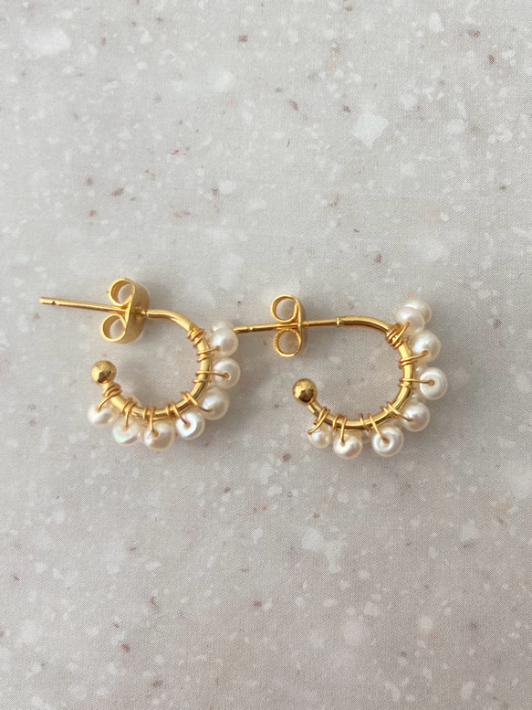 ピアス再入荷】ミニパールフープ ピアス イヤリング フープ 淡水パール