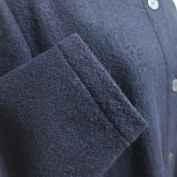 輕盈溫暖讓你不想放手❣️寬鬆肩繭型大衣（羊毛/海軍藍） 第14張的照片