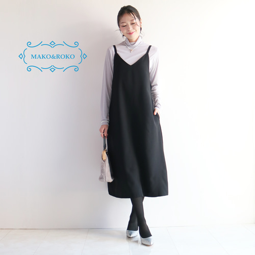 黒 キャミワンピース ジャスグリッティー JUSGLITTY NEWレイヤード