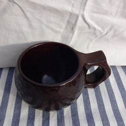 黒・コーヒー豆色の一木彫りコーヒーカップ 11枚目の画像
