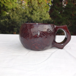 黒・コーヒー豆色の一木彫りコーヒーカップ 4枚目の画像