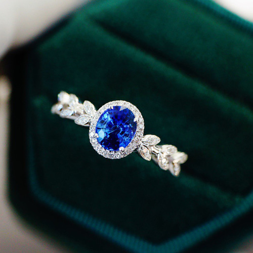 穂・文芸」K18 天然ロイヤルブルーサファイア 天然ダイヤモンド リング