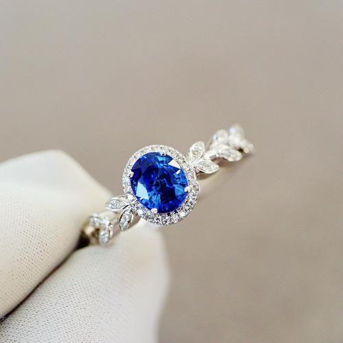 K18 天然　ダイヤモンド付き　ブルーサファイア　リング　指輪プレゼント
