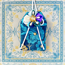 （クラシックブルー）元巫女が作る花のお守り袋 1枚目の画像