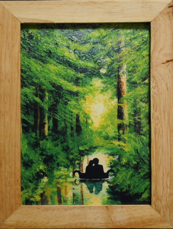 アートポスターカード2L【緑の小舟に乗った恋人たち】 8枚目の画像