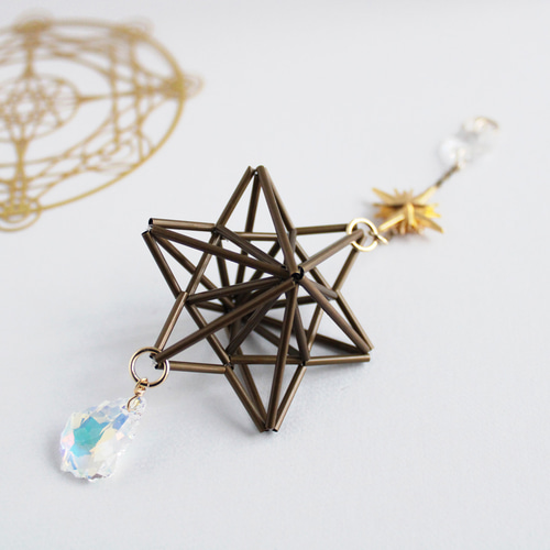 希少☆Stella～ 真鍮製六芒星ヒンメリのサンキャッチャー（高級