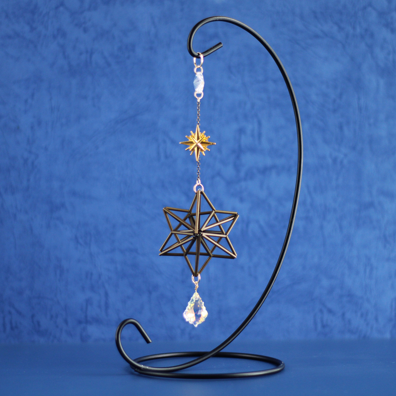 希少★Stella～ 真鍮製六芒星ヒンメリのサンキャッチャー（高級クリスタル）ゴシック 魔法陣