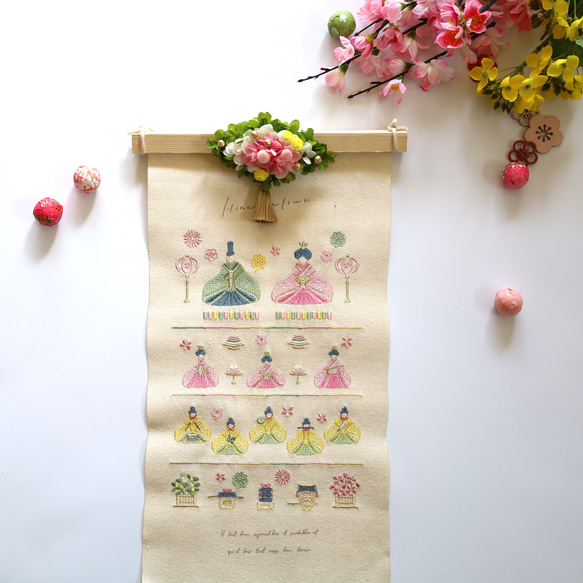 ラスト1　ひなまつりタペストリー❁菱花❁No.74　タペストリー　ひな祭り　お雛さん　ひな壇飾り　雛飾り　桃の節句 1枚目の画像