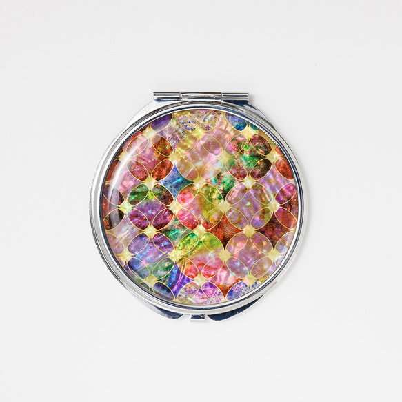 天然貝 コンパクトミラー（ 秋桜ファンタジア ） シェル ・ 螺鈿アート ｜ プレゼント ・ ギフト におすすめ 3枚目の画像