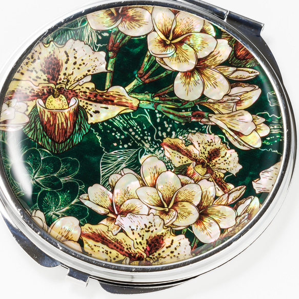 天然貝 コンパクトミラー（セレブレーション）シェル・螺鈿アート｜プレゼント・ギフトにおすすめ 4枚目の画像