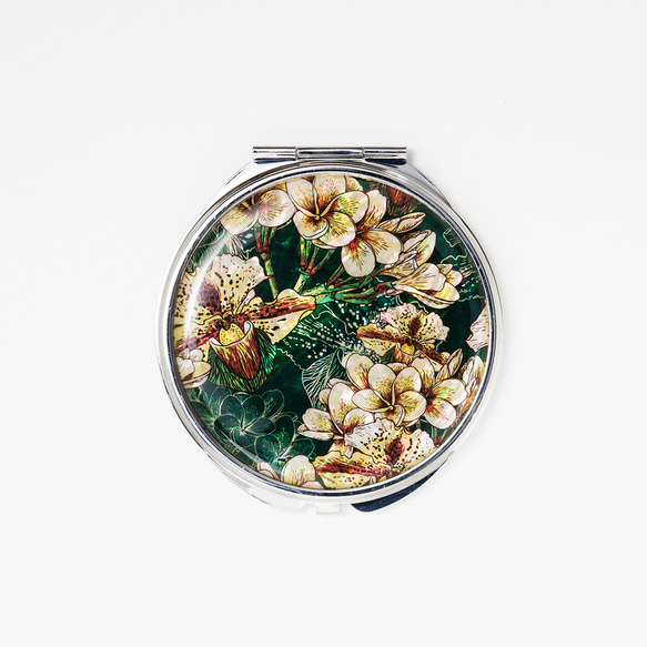 天然貝 コンパクトミラー（セレブレーション）シェル・螺鈿アート｜プレゼント・ギフトにおすすめ 3枚目の画像