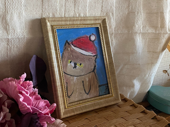 絵画。原画手描き【猫ちゃんのクリスマス】02 2枚目の画像
