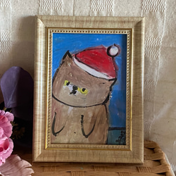 絵画。原画手描き【猫ちゃんのクリスマス】02 1枚目の画像