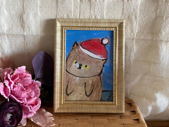 絵画。原画手描き【猫ちゃんのクリスマス】02 3枚目の画像