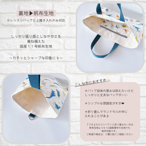 3点セット】《 カラフル恐竜／オフホワイト 》レッスンバッグ 上履き