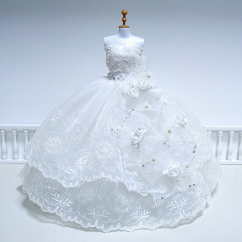 950一点物♥ミニチュアウェディングドレス✿ 白 ホワイト ローズ