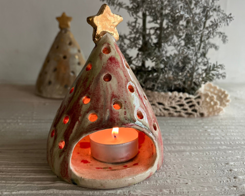 クリスマスツリー 陶器製 キャンドルホルダー Ceramika Artystyzna クリスマスツリー (20cm) キャンドル