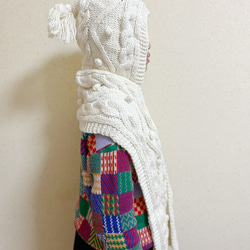 手編み　オシャレ帽子+マフラー  アイボリー 4枚目の画像