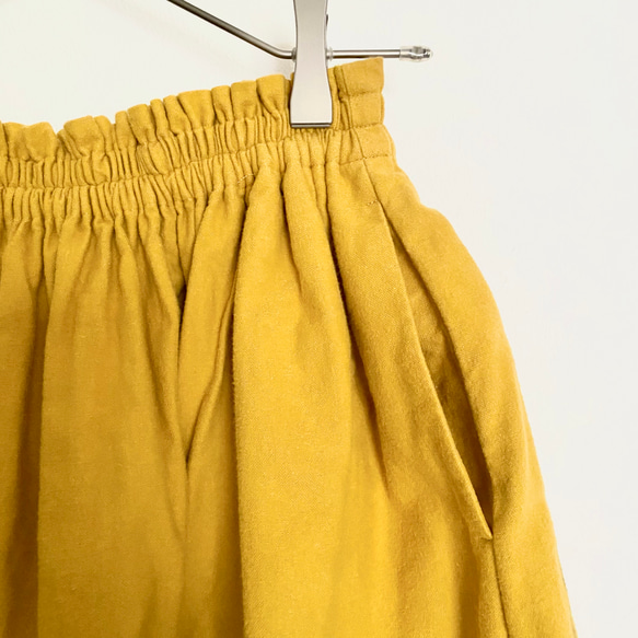 手染めコットンネルのふんわりスカート / Flower × orange 6枚目の画像