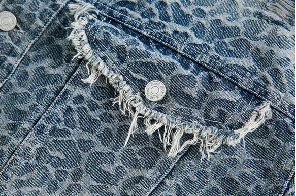 レトロウォッシュデニムジャケット個性的な襟付きデニムコート ＃20-1373 14枚目の画像