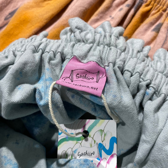 手染めコットンネルのふんわりスカート / Line × grayish pink 7枚目の画像