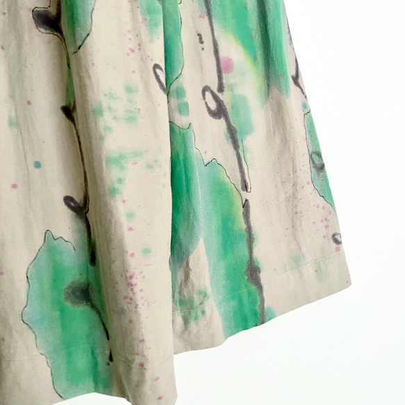 手染めコットンネルのふんわりスカート / kurukuru × beige 6枚目の画像