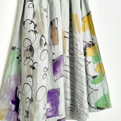 手染めコットンネルのふんわりスカート / drawing × gray 5枚目の画像