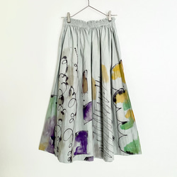 手染めコットンネルのふんわりスカート / drawing × gray 3枚目の画像