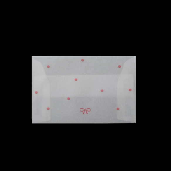 水玉とリボンの柄のトレーシングペーパー「結」 ミニ封筒 5枚目の画像