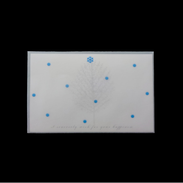 雪の結晶と水玉模様のトレーシングペーパー「雪の日（青）」 ミニ封筒 5枚目の画像