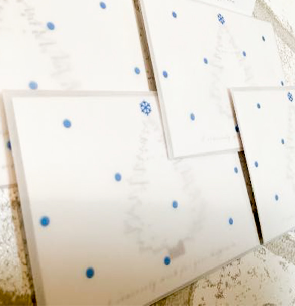 雪の結晶と水玉模様のトレーシングペーパー「雪の日（青）」 ミニ封筒 7枚目の画像