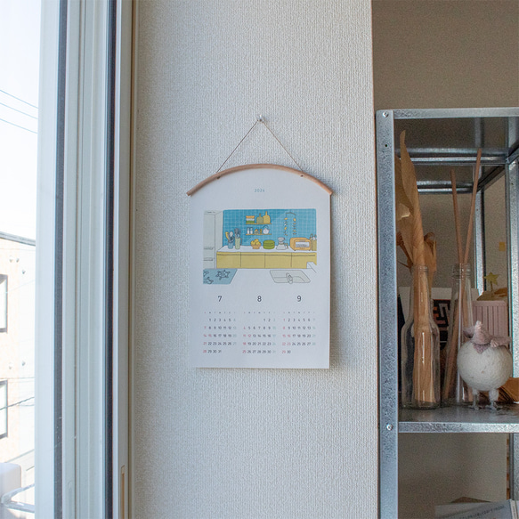 【1月はじまり】2024年 お部屋のインテリアカレンダー 壁掛け A4サイズ 2枚目の画像