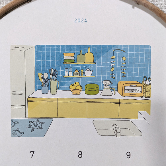 【1月はじまり】2024年 お部屋のインテリアカレンダー 壁掛け A4サイズ 12枚目の画像