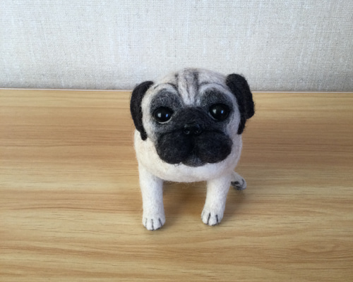 羊毛フェルト パグ犬 羊毛フェルト masapan 通販 17037028｜Creema