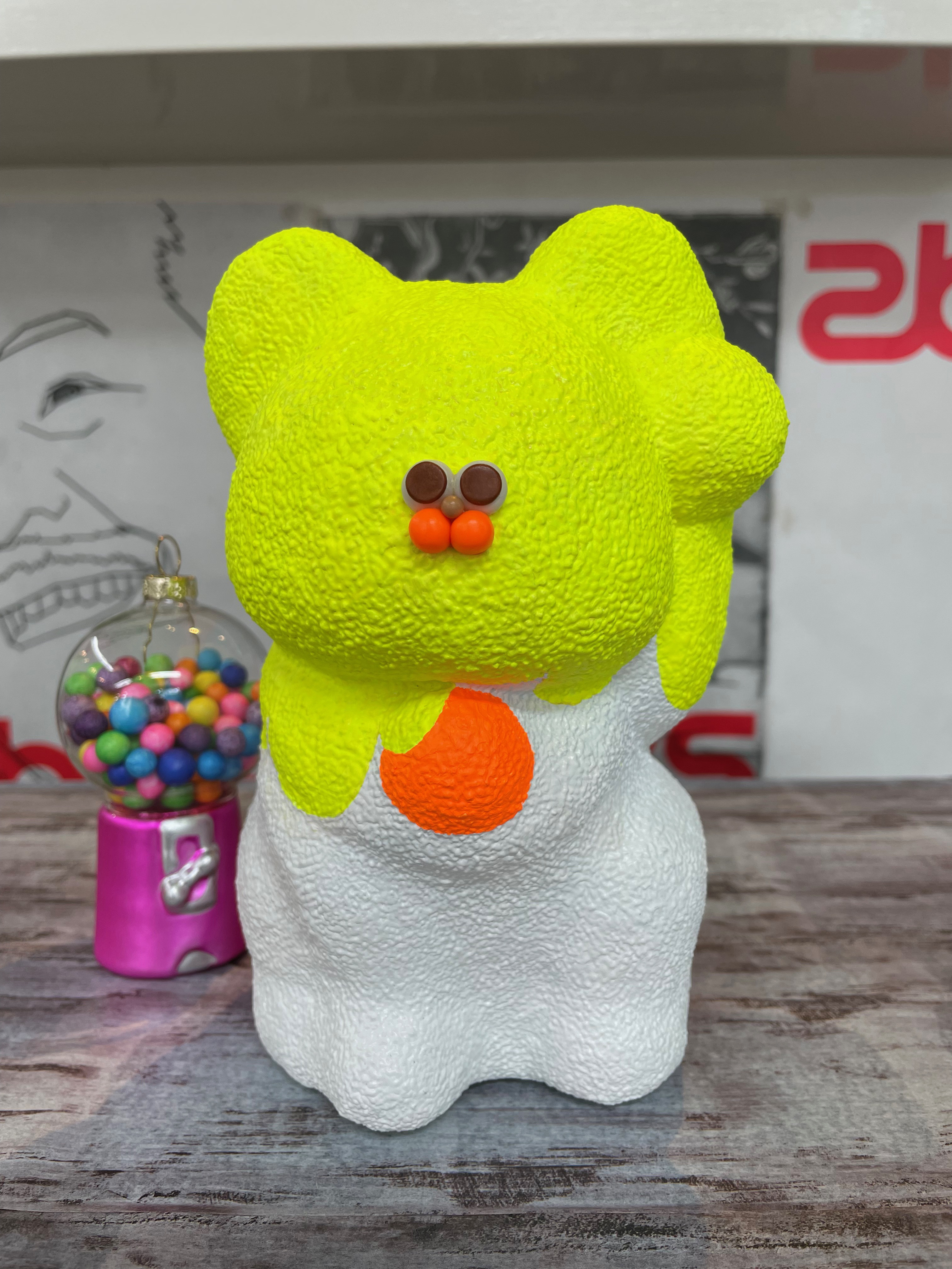 ”高さ170mm”★☆フクマネキン（黄色） ☆ 幸せを招ぶ置き物として ★ 笑顔にさせるために頑張ってます。