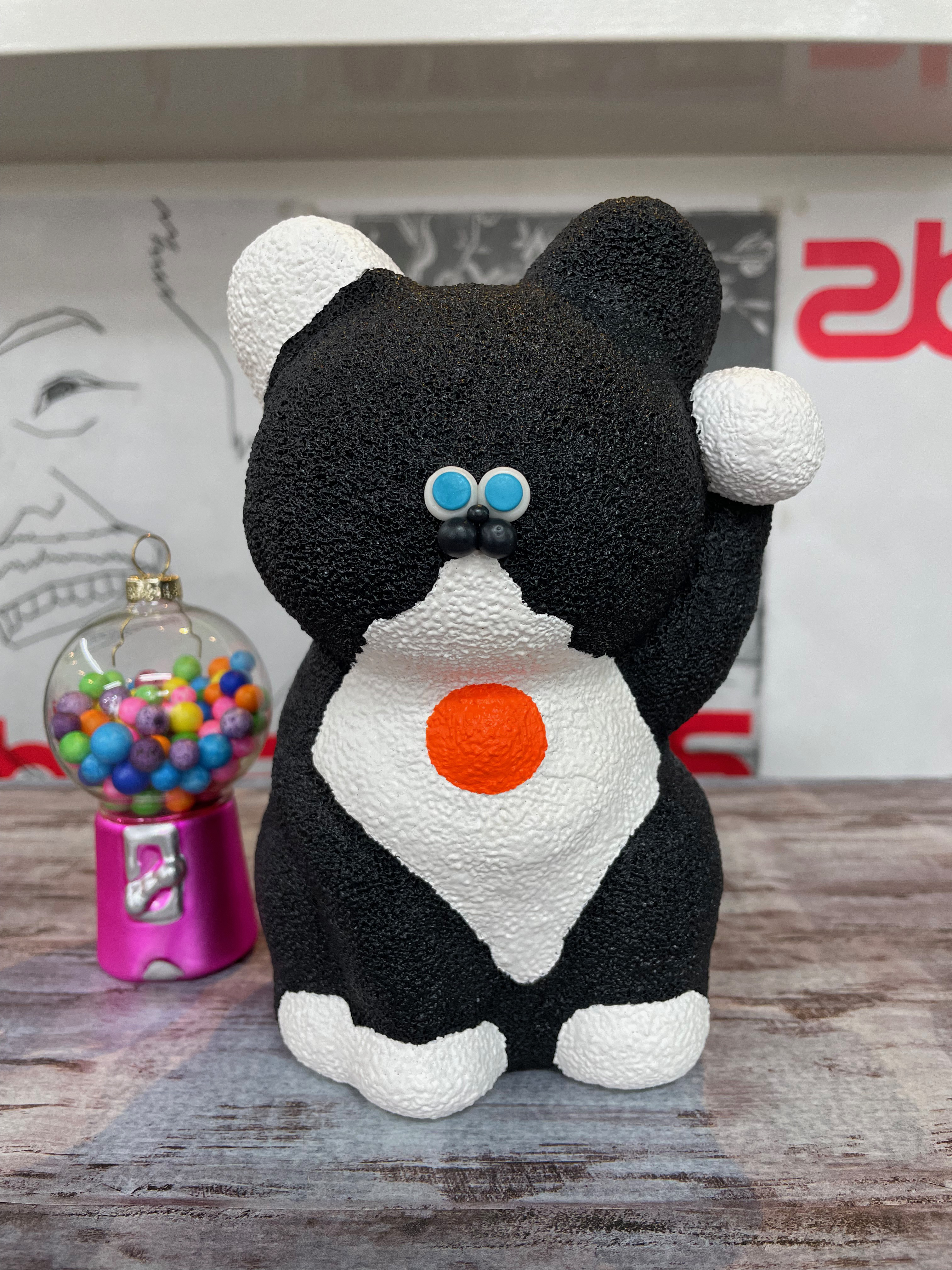 高さ176mm”★☆フクマネキン（白黒） ☆ 幸せを招ぶ置き物として ★ 笑顔にさせるために頑張ってます。