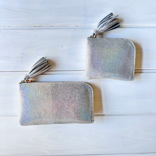 2025年人気No,1オーロラシルバー】軽くてコンパクト☆L字ファスナー長