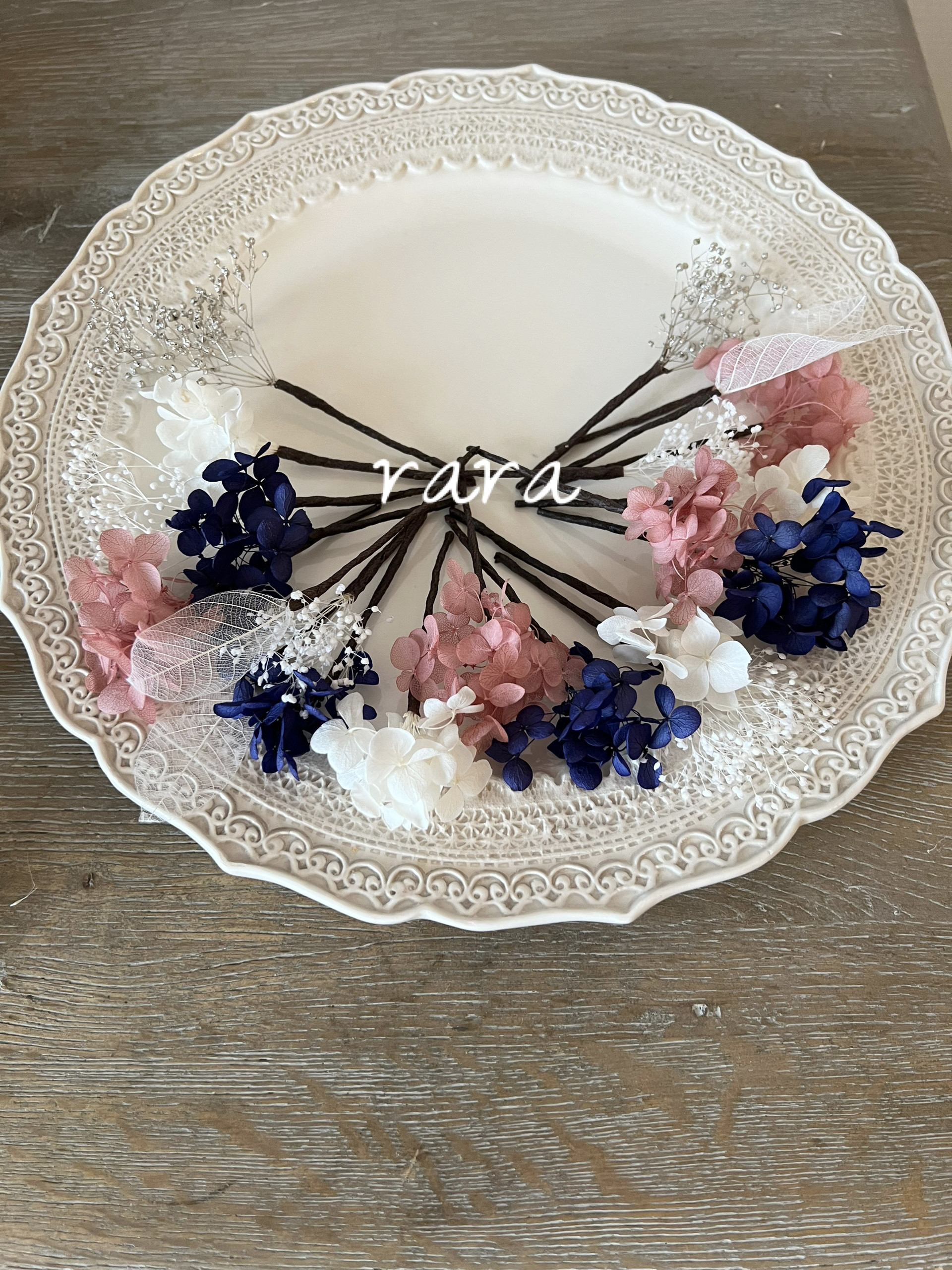 プリザーブドフラワーネイビーホワイト＊ヘッドドレス