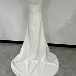 エレガント Vネックドレス キャミソール 背中見せ ロングトレーン 前撮り/結婚式 4枚目の画像