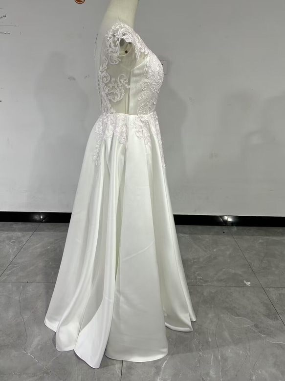 フランス風 ウエディングドレス 可愛い 花嫁 繊細レース 結婚式/披露宴 3枚目の画像