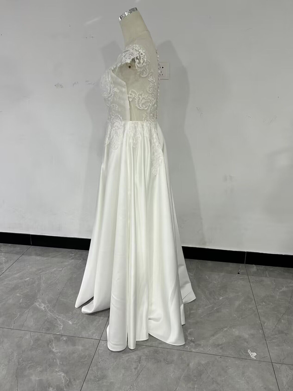 フランス風 ウエディングドレス 可愛い 花嫁 繊細レース 結婚式/披露宴 2枚目の画像