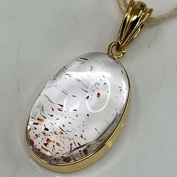 k18YG AU750 18金 天然 ストロベリークォーツ ペンダント ペンダント