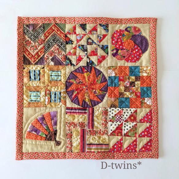 平安の雅☆和風のパッチワークキルトタペストリー☆千代紙 *^^*