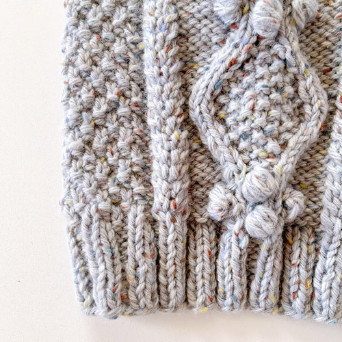 犬服 手編みセーター ネップ水色 胴回り43cm ペット服・アクセサリー