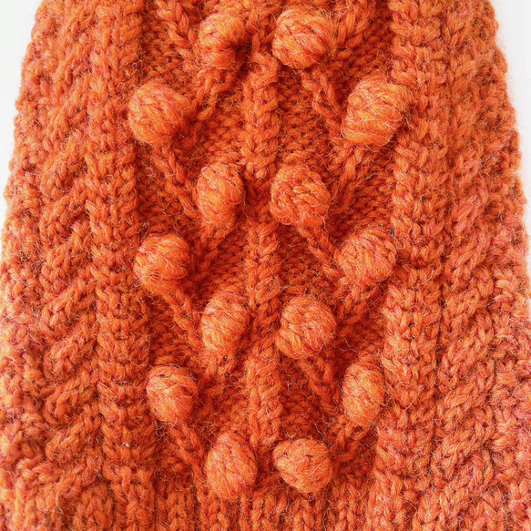 犬服　手編みセーター　オレンジ　胴回り36cm 4枚目の画像