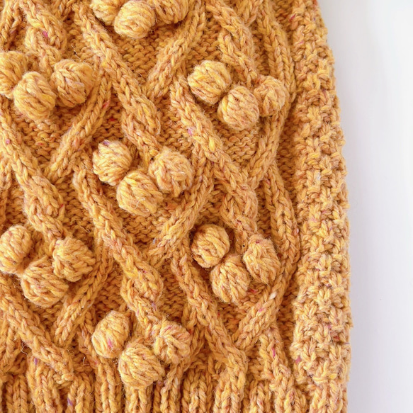 犬服　手編みセーター　ネップマスタードイエロー　胴回り39cm 4枚目の画像
