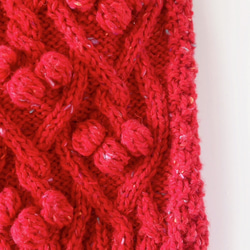 犬服　手編みセーター　ネップ赤　胴回り38cm 4枚目の画像