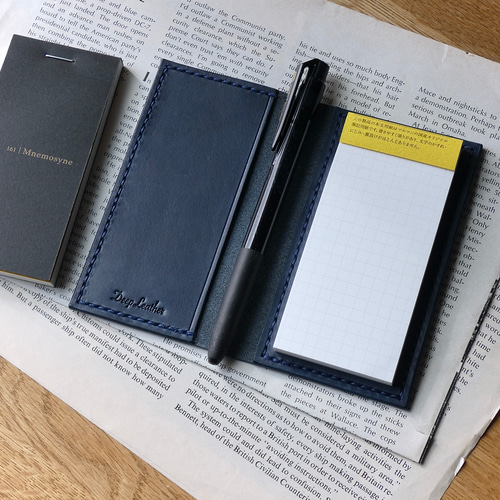 ノートとペン　ブルー／レザー　イタリア製　文房具 ノートとペン ブルー／レザー イタリア製 文房具 新製品