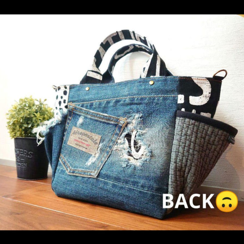 No.385【damageDENIM✖️ダルメシアン✖️ヌビToteBAG❤️】ドリンク